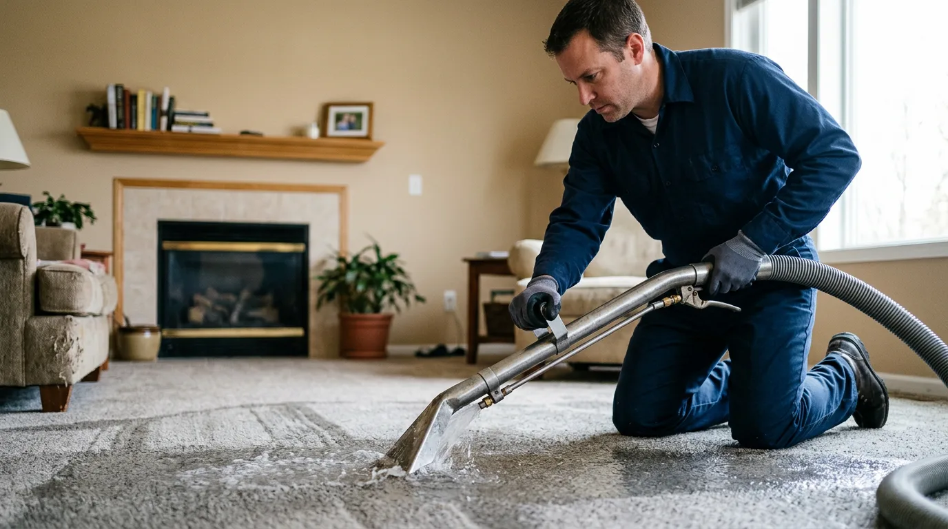 Water damage restoration technician working near Serena, IL